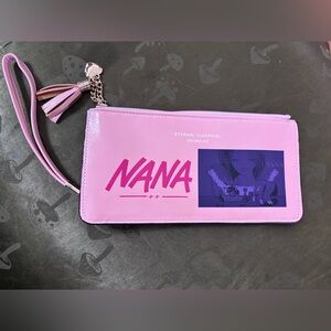 NaNa Pink Glossy Wristlet Clutch with Tassel Charm